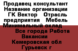 Продавец-консультант › Название организации ­ ГК Вектор › Отрасль предприятия ­ Мебель › Минимальный оклад ­ 15 000 - Все города Работа » Вакансии   . Кемеровская обл.,Гурьевск г.